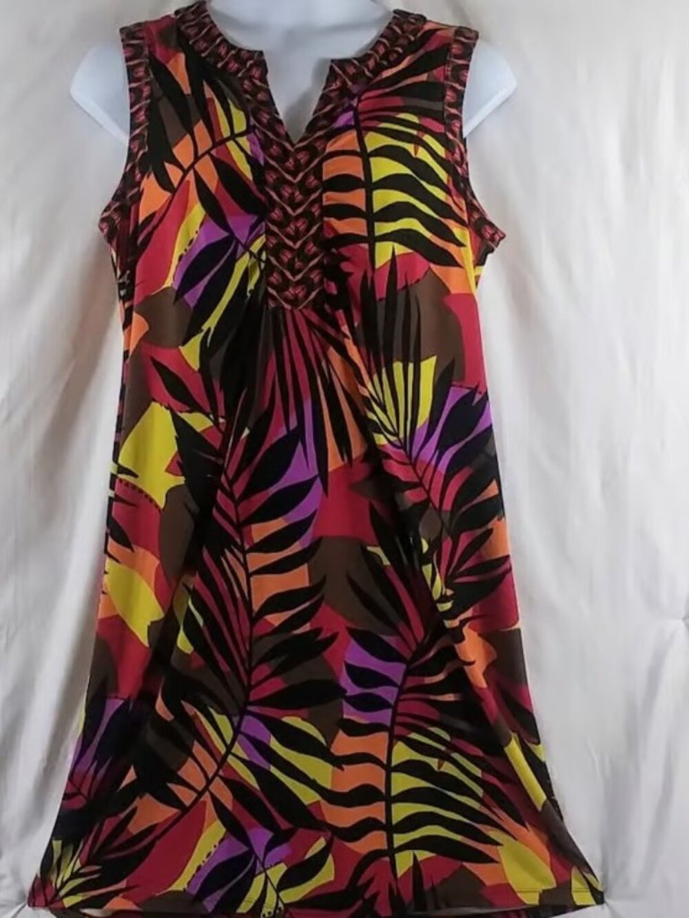 Alfani Women's Brown Pink Floral Sleeveless Summer Artsy Mini Dress Plus Size 1X